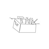 one line art Tool Box illustration. line art, one continuous line, simple, hand drawn and sketch style. for icons, symbols, signs or logos vector