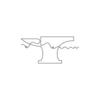 one line art anvil illustration. line art, one continuous line, simple, hand drawn and sketch style. for icons, symbols, signs or logos vector