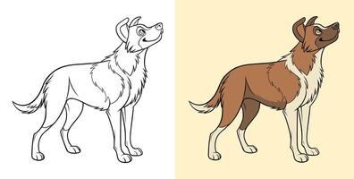 Dog Color and Line Art Illustration vector