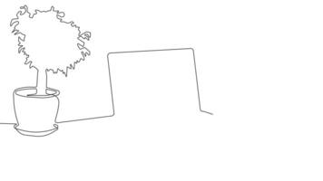 Continuous line drawing of a workspace video