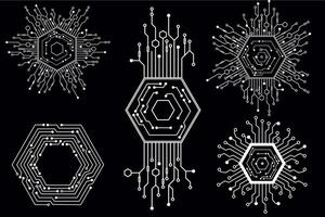 Tech Circuit Snowflake. Futuristic Digital Circuit Snowflake with Tech Design vector