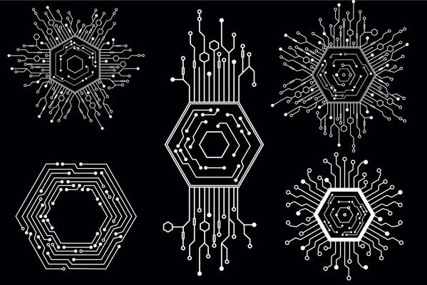 Tech Circuit Snowflake. Futuristic Digital Circuit Snowflake with Tech Design