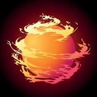Flaming Planet Core. Burning Planet Core with Fiery Flames and Heat around it vector
