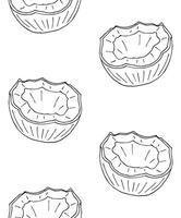 Seamless pattern of hand drawn doodle sketch half cut coconut isolated on white background vector