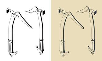Ice axe illustrations vector