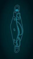 Single block for yacht rigging isometric blueprint vector