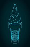 Ice cream in a waffle cone illustration vector