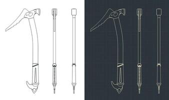 Ice axe blueprints illustrations vector