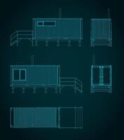 Container house converted from a shipping container drawings vector