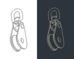 Single block for rigging isometric blueprints vector