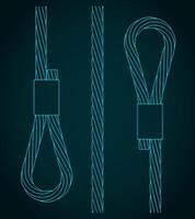 Steel cable with loop blueprint vector