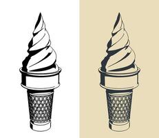 Ice cream in a waffle cone vector