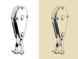 Single reel hanging sheave block vector