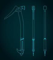 Ice axe blueprints illustration vector