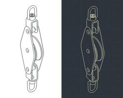 Single block for yacht rigging isometric blueprints vector