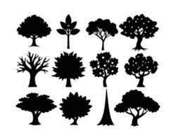 tree bundle set silhouette vector