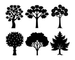 tree set silhouette design vector