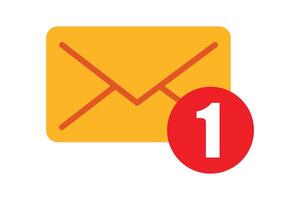 notification message envelope, mail icon flat vector