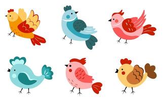 A set of colorful birds on a white background. vector