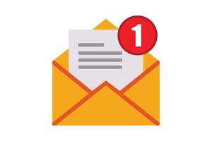 notification message envelope, mail inbox icon flat vector