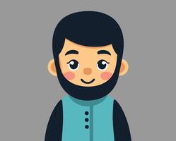 A charming cartoon illustration features a cheerful man with a neatly trimmed beard, dressed in traditional clothing. The design is simple yet expressive, capturing a sense of cultural identity vector