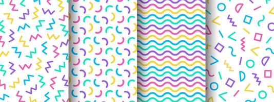 Collection of colorful geometric patterns on white background. Decoration for geometric design artwork style, advertising, wrapping, printing, book cover vector