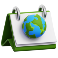 A calendar with a green globe on it png