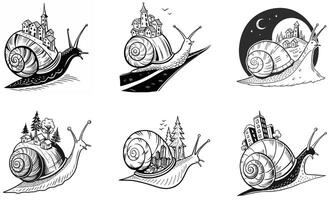 A set of four snail illustrations vector