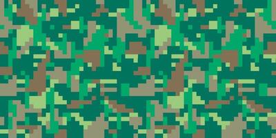 Digital pixel green camouflage seamless pattern for your design. Clothing military style vector