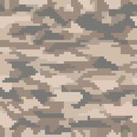 Pixel camo. Seamless digital camouflage pattern. Military texture. Brown desert color. Fabric textile print designs vector