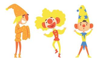 Set Of Different Holidays Clowns In Colorful Clothes And Hats Illustration Cartoon Character vector