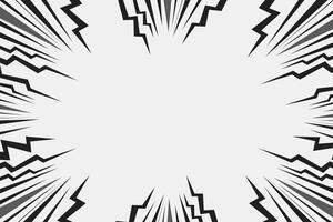 Speed lines in frame for manga comics book. Radial motion background with flash and lightning. Monochrome explosion and flash glow. concentric textured illustration. vector