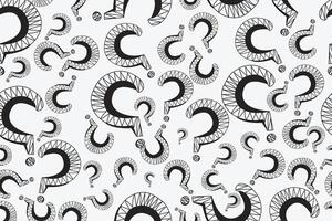 seamless pattern of hand drawn white question marks signs isolated on blue background vector