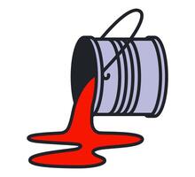 tin can with red paint. pour the paint from the can vector
