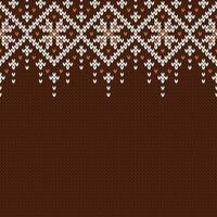 Knitwear texture, template with empty place for text. Traditional seasonal seamless background for holiday design. Winter knitted wool sweater pattern with snowflakes vector