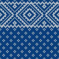 Scandinavian knitted seamless pattern. Norwegian native style sweater, ornament with snowflakes. Fair Isle design. Wool texture, winter holiday background vector