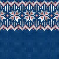 Knitwear texture. Template with place for text. Traditional seasonal seamless background for holiday design. Winter knitted wool sweater pattern with snowflakes vector