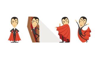 Count Dracula Cartoon Character in Different Poses Set vector