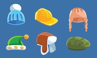 Set With Different Kind Of Hats And Headwears Illustration Cartoon Character vector