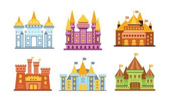 Medieval Castles Set For Design and Web Isolated on White Background vector