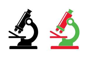Two stylized microscope icons are depicted. vector