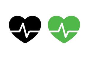 Heart symbols, one black and one green. vector