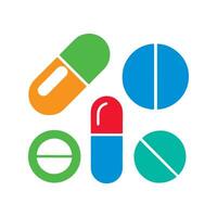 Pill and capsule icon set colorful design. vector