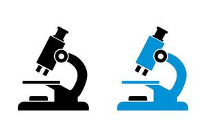 Silhouettes of two microscopes icon on a white background. vector