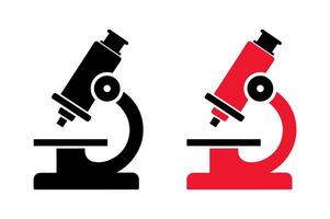 Silhouettes of two microscopes are depicted in a simple. vector