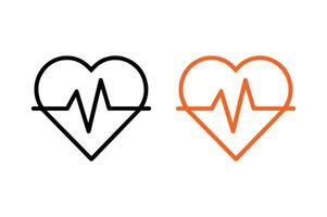 Heart-shaped designs with an ECG line inside. vector