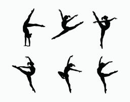 Beautiful Female Gymnast Silhouette Template vector