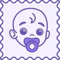 Colored Suitable for Children. Illustration. Baby with Pacifier. Eco-Friendly and Natural Fabric Designed for Kids. Concept Characteristics of Material vector