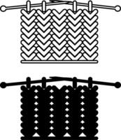 Knitted Icons. Black and White Illustrations. Textile Material, Thread Weave. Knitting, Pattern, Fabric. Concept Material Characteristics vector