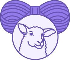 Colored Wool Icon. Illustration. Skein of Thread and Sheep. Material Characteristics Concept vector